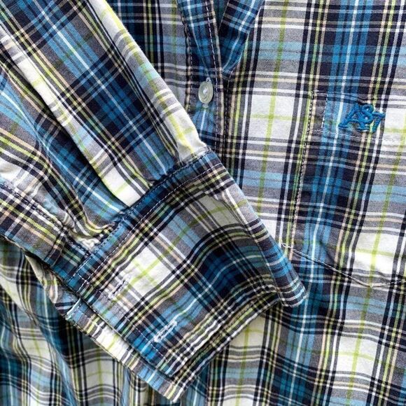 Aeropostale button up plaid checkered stretchy - Picture 3 of 8
